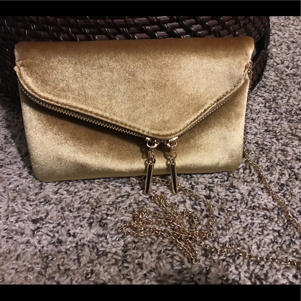 Gold velvet crossbody